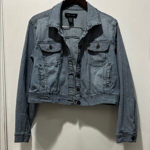 Ashley Stewart Pinstriped Blue Jean Jacket